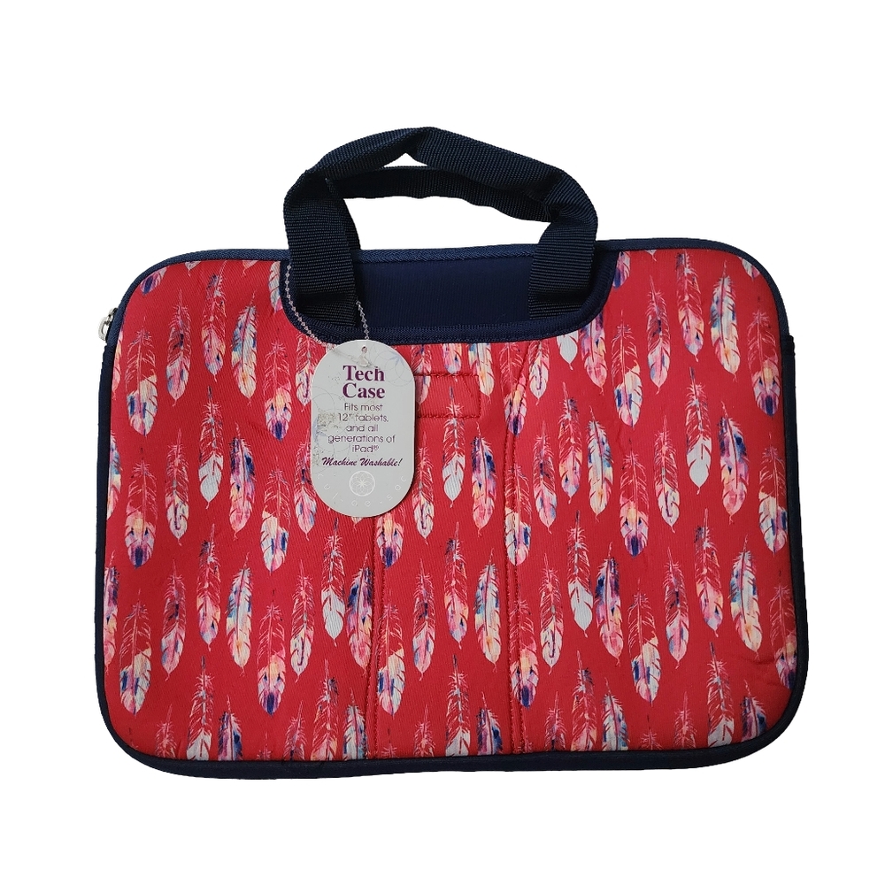 Feather Print Tablet Tech Case Neoprene Up To 12" Tablets/ipads